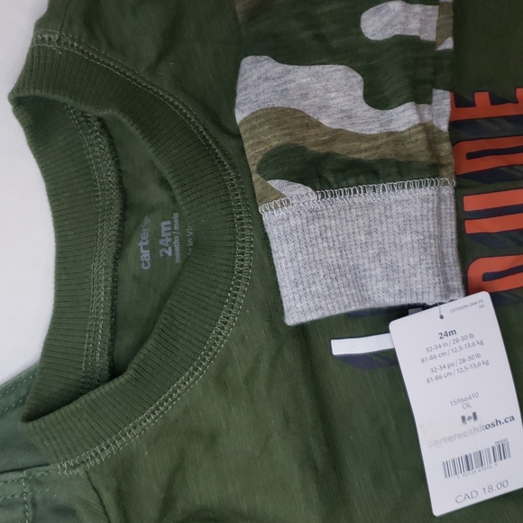 *SOLD* 5/$30 CARTER'S NWT Footless Sleeper and Denim Overalls Dino Little Dude - Picture 3 of 6